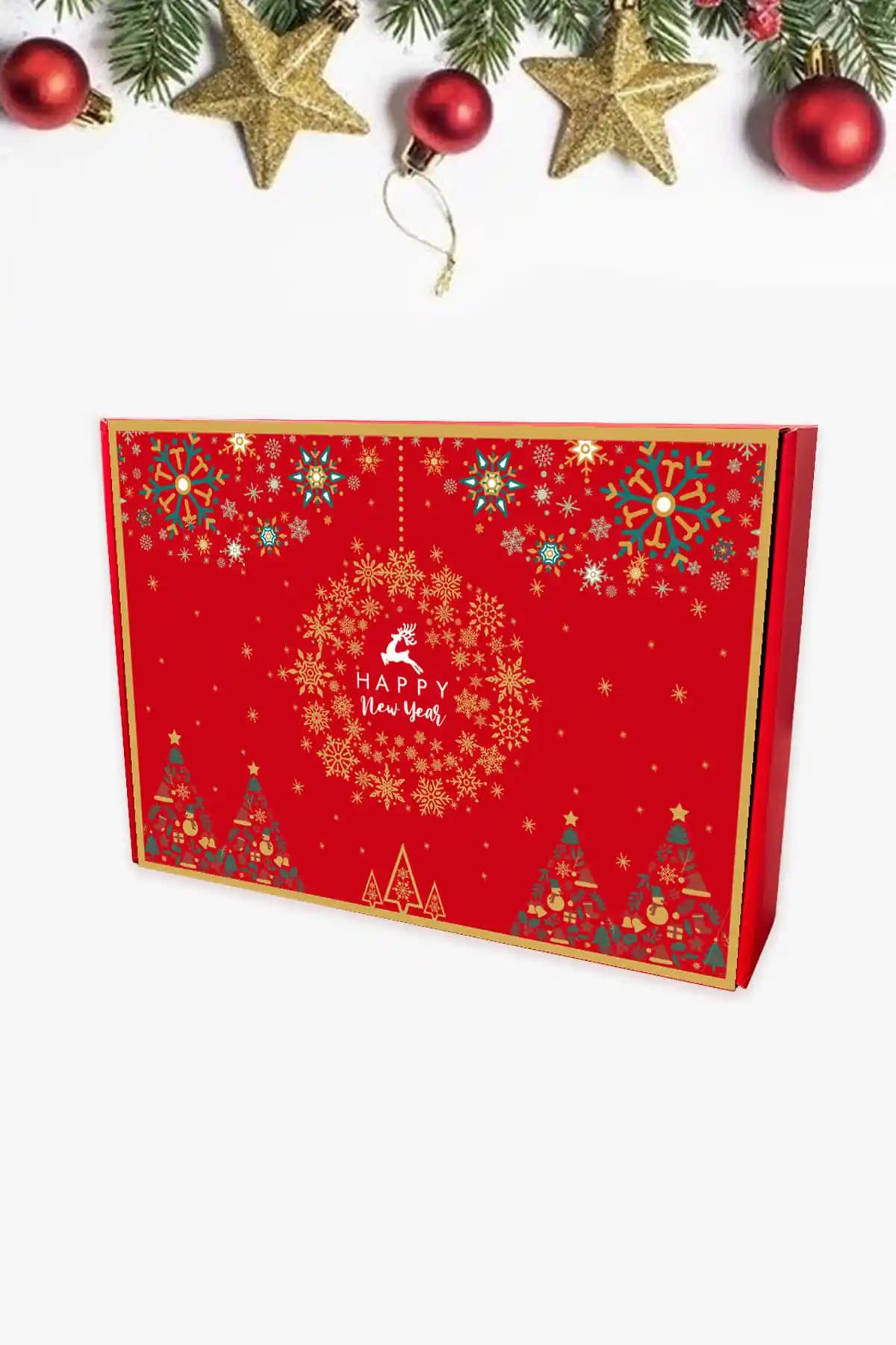 Uniq34 Boş Kırmızı Renkli Yılbaşı Hediye Kutusu Şık ve Kullanışlı Tasarımıyla Öne Çıkar