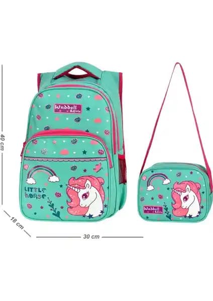 Waddell Little Horse İlkokul Çantası ve Beslenme Çantası Seti Çocuklar İçin Dayanıklı ve Renkli Tasarım