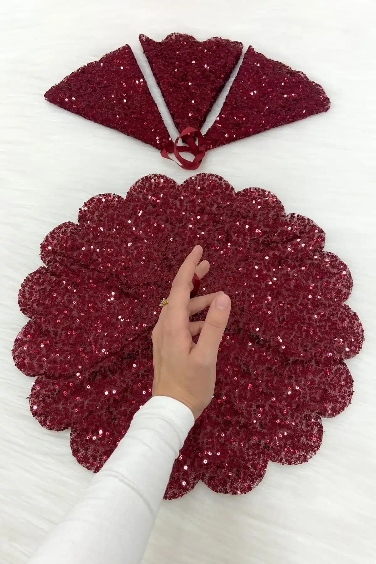 ZEYMERADE Bordo Işıl Işıl Pullu Gelin Damat Mendili Şıklık ve Zarafetin Temsilcisi