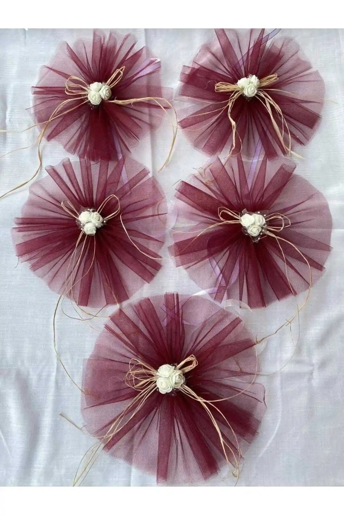 5'li Çiçekli Konvoy Süsü - Çeyiz ve Dekorasyon İçin Şık ve Estetik Tasarım