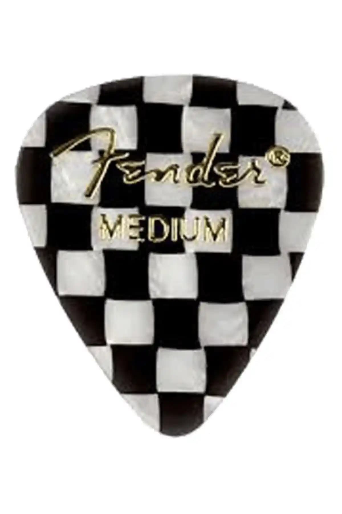 Fender 351 Shape Graphic Picks Checker Medium: Dayanıklı ve Estetik Pena Seçenekleri