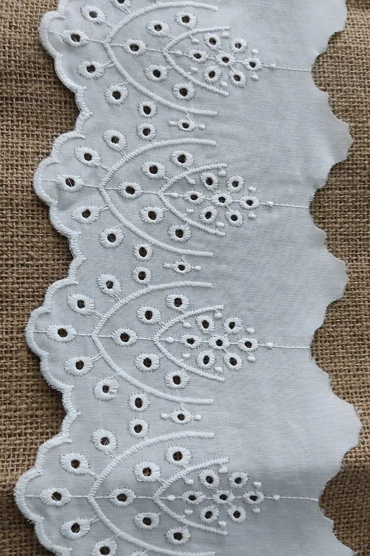 Fisto Vual Üzeri Işleme Retro Vintage Güpür Dekoratif Perde Aksesuarı