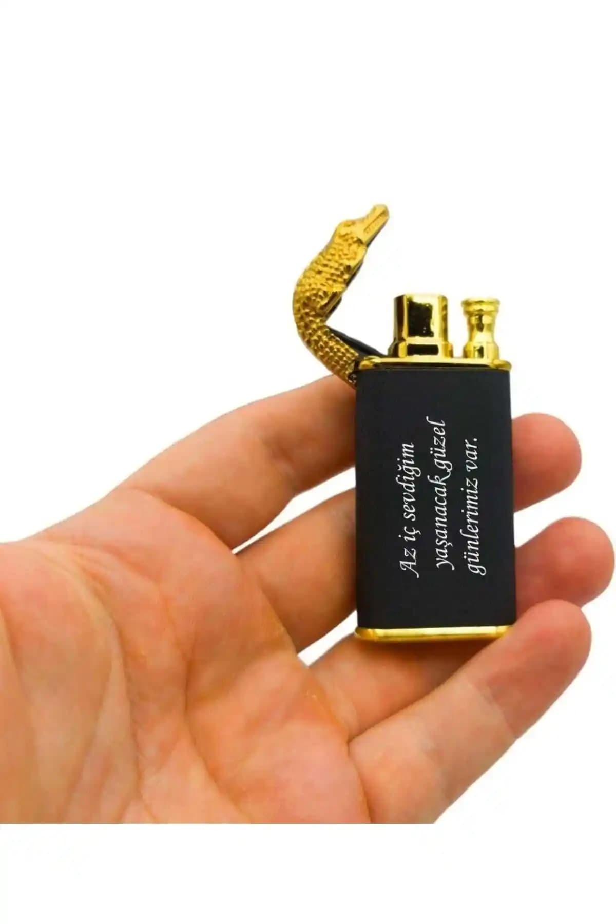 Kişiye Özel Timsah Figürlü Çift Alev Gaz Çakmak Modern ve Şık Tasarım