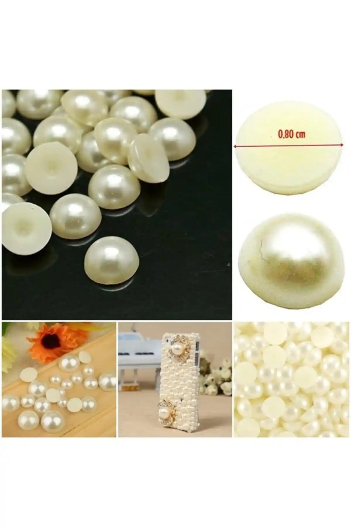 Nikah Şekeri Market Yarım İnci Yapışkanlı Süsleme 8mm 120 Adet Profesyonel Dekorasyon Çözümü