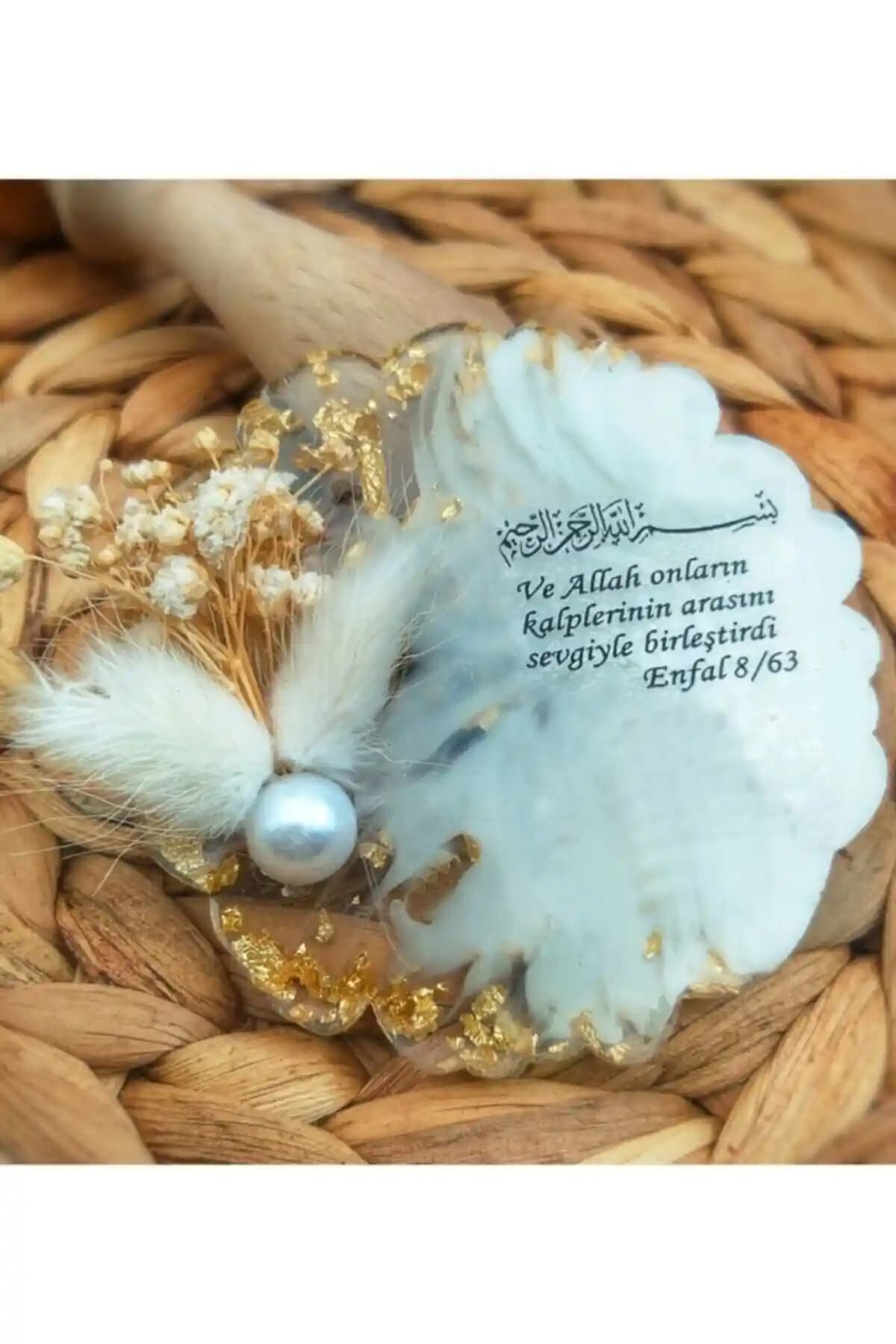 Nikah Şekeri Tsm Epoksi Gold Beyaz Magnet: Özelleştirilebilir Zarif Düğün Hatırası