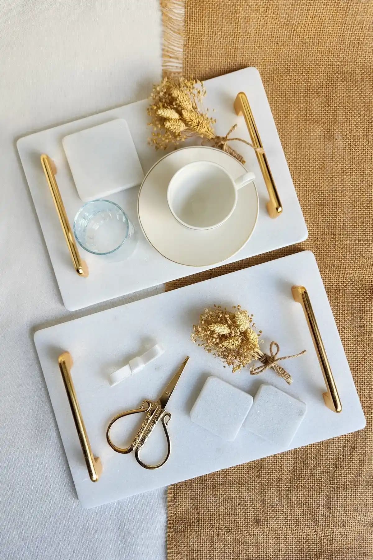 Nişan ve Söz Organizasyonları İçin Zarif ve Fonksiyonel Mermer Aksesuar Seti