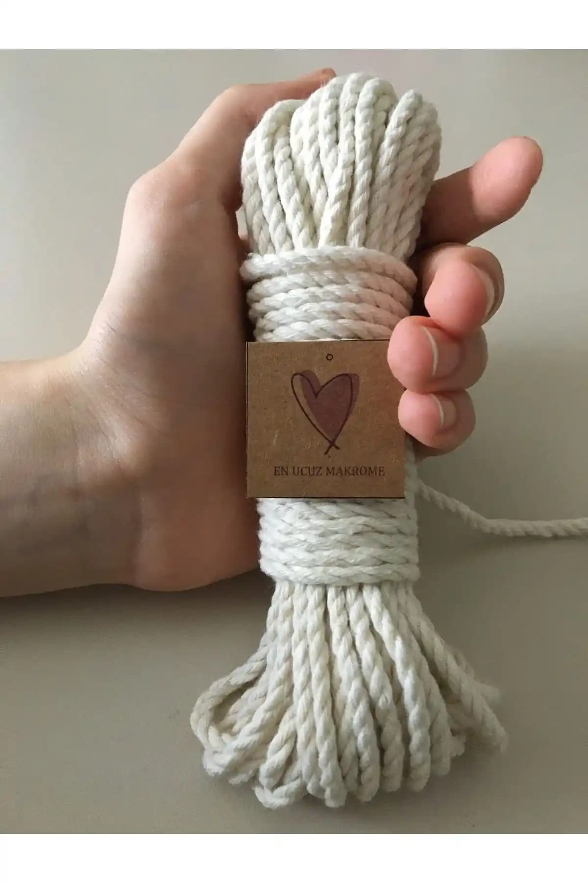 Uygun Fiyatlı Makrome İpi 10 Metre Ekru Pamuk Malzeme ile Dayanıklı ve Estetik Tasarımlar