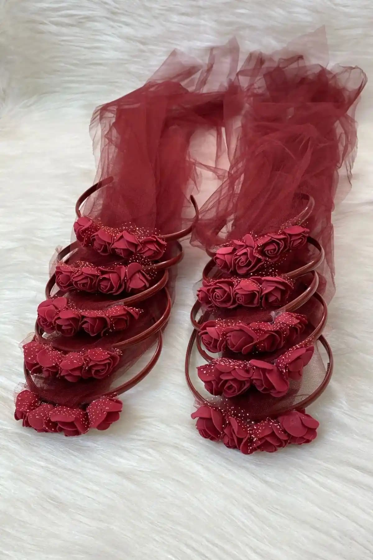 ZEYMERADE Bordo Nedime Taç Düğün ve Özel Günleriniz İçin Şık ve Zarif Aksesuar