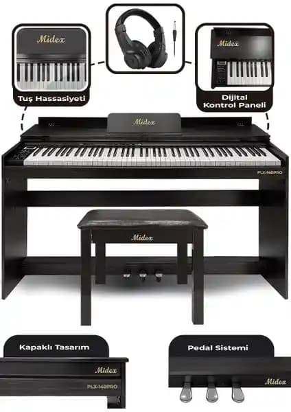 Midex PLX-140 PRO-BK ve PLX-190WH Dijital Piyano Modellerinin Detaylı Karşılaştırması