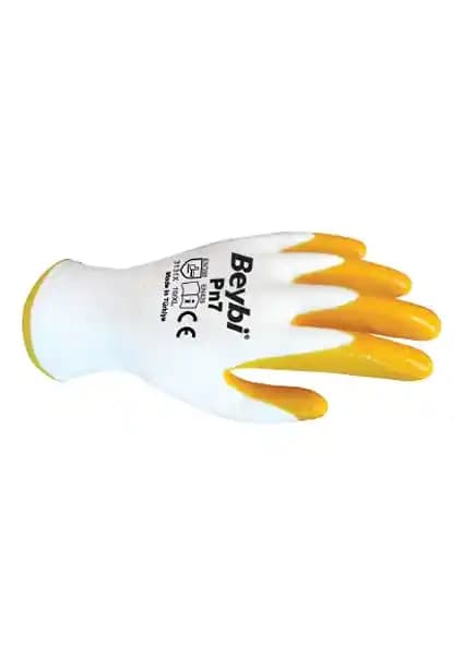 Beybi Naylon Nitril Eldiven Pn7 Sarı No:9 Güvenlik ve Konfor Sunan Dayanıklı Eldiven