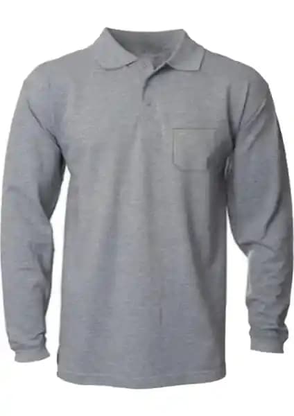 Çamdalı İş Elbiseleri Polo Yaka Pike Örme Gri Uzun Kollu Sweatshirt İş Hayatına Şıklık ve Konfor Katıyor