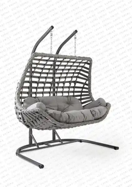 Capri Swing Cunda Çiftli Rattan Bahçe Salıncağı: Doğal Şıklık ve Konforun Birleşimi