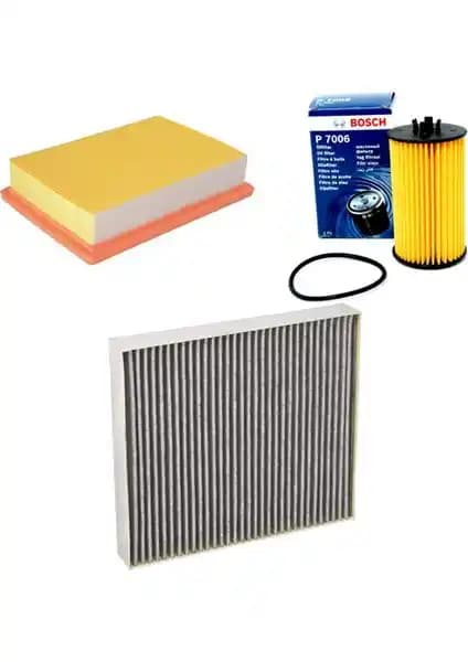Chevrolet Aveo T300 2011 ve sonrası için Bosch Filtre Bakım Seti – Motor ve İç Hava Temizliği