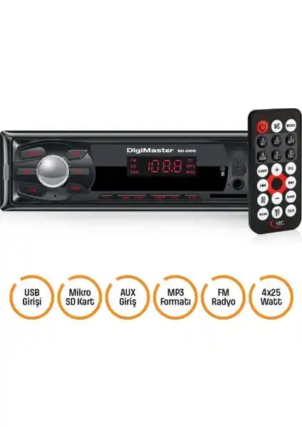 Digimaster SD-2105 Oto Teyp Uzaktan Kumandalı MP3 ve Radyo Özellikleriyle