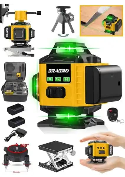 Dragro Alman 128 Vf 12 Köşe Otomatik Hizalama Lazer Metre İnşaat ve Mühendislik Uygulamaları