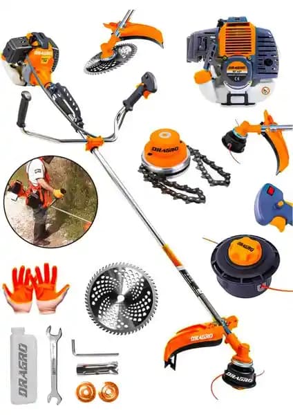 Dragro Alman 20 Hp Yan Tipi Benzinli Ot Çalı Tırpanı Profesyonel Bahçe ve Tarla Bakım Aracı