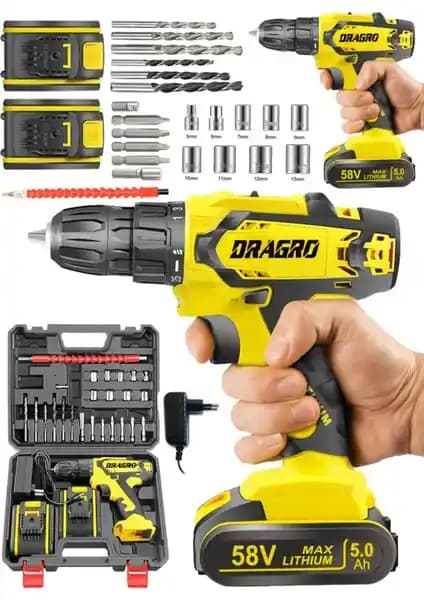 Dragro Alman 58 V 5 Ah Darbeli Vidalama Matkap: Güçlü ve Dayanıklı Profesyonel Alet