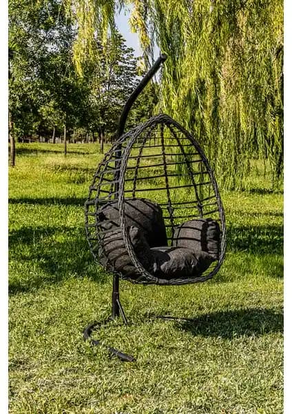 Eylül Tek Kişilik Rattan Salıncak Bahçe ve Dış Mekanlar İçin Dayanıklı ve Şık Tasarım