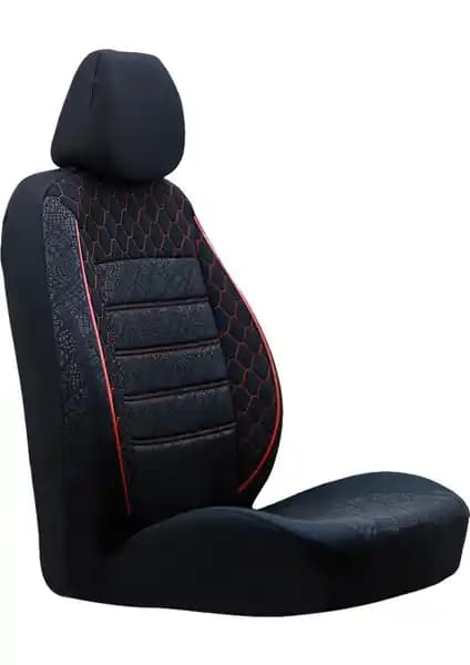 Fiat Fiorino İçin Siyah-Kırmızı Şık ve Dayanıklı Ön ve Arka Koltuk Kılıf Seti