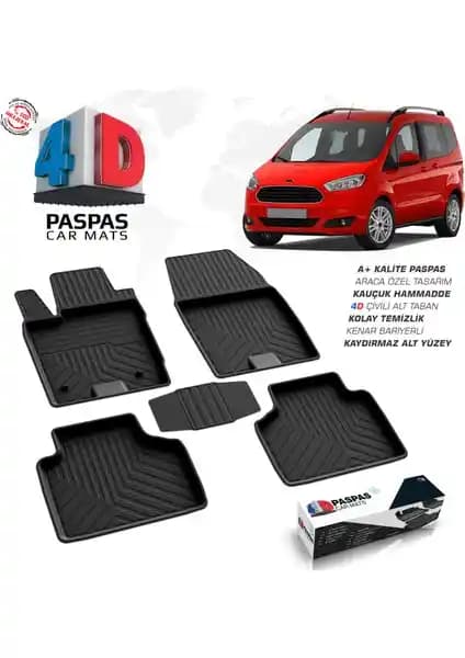 Ford Courier 4D Havuzlu Paspas Çift Katmanlı Kauçuk Dayanıklı ve Tam Uyumlu