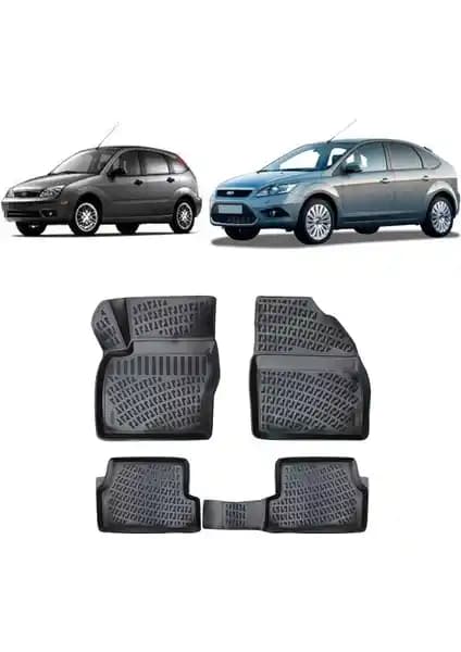 Ford Focus 2 2005-2010 için Siyah 3D Havuzlu Paspaslar Kalite ve Güvenlik Birliği