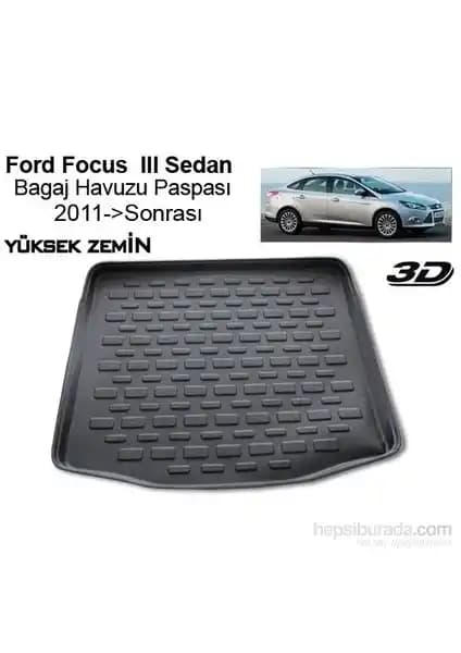 Ford Focus 3 Sedan için Yüksek Zeminli Bagaj Havuzu Koruma ve Estetik Sağlar