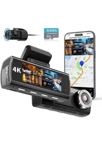 Kawa D8 Çift Kameralı 4K ve 1080P Araç Kamerası Gelişmiş Güvenlik ve Kayıt Çözümü