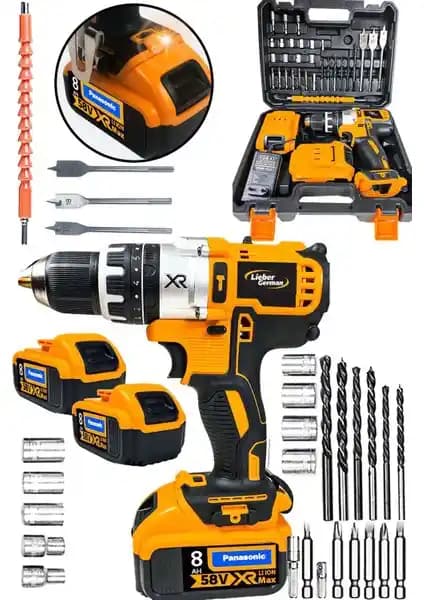 Lieber German Xr-Lion 58 V Darbeli Matkap Profesyonel Kullanım İçin Güçlü ve Dayanıklı
