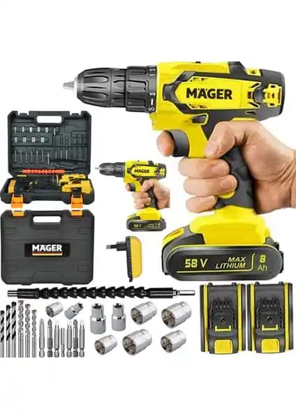 Mager Alman 58 Watt 8 Ah Çift Akülü Metal Şanzıman Vidalama Matkap Özellikleri ve Performansı