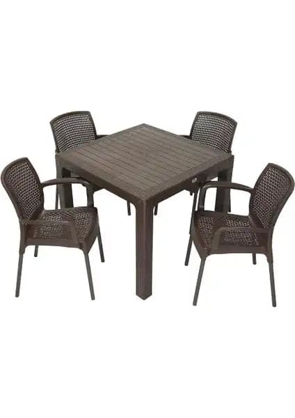 Mandella Elit Rattan 90x90 Defne Koltuk ve Masa Takımı: Dayanıklı ve Estetik Bahçe Mobilyası