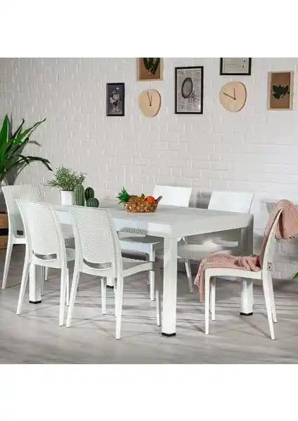 Mobetto Rattan Büyük Bahçe ve Balkon Masa Takımı Modern ve Dayanıklı Tasarım