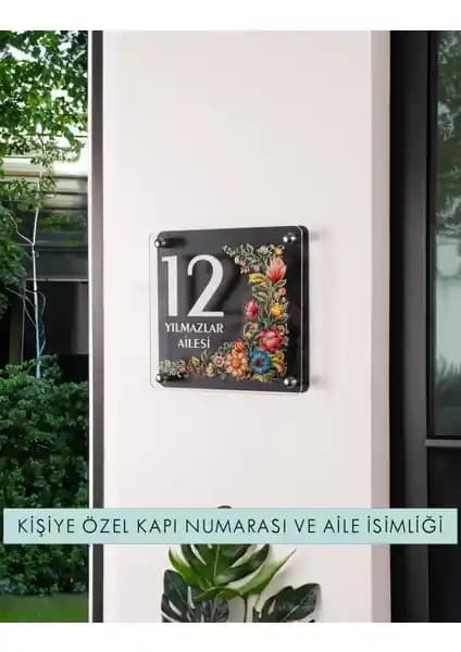 Morimora Kişiye Özel Çiçek Desenli Zarif Daire Kapı Tabelası Dış Mekan Kullanımı İçin Dayanıklı ve Estetik Çözüm