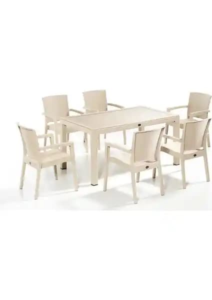 Novussi Liverno Camlı Set Cappucino: Estetik ve Dayanıklılık Sunan Modern Mobilya Seti
