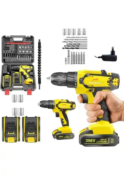 Rebellisch Germany 398VF 40 Ah Profesyonel Güç ve Çok Yönlülük Sunan Matkap Seti