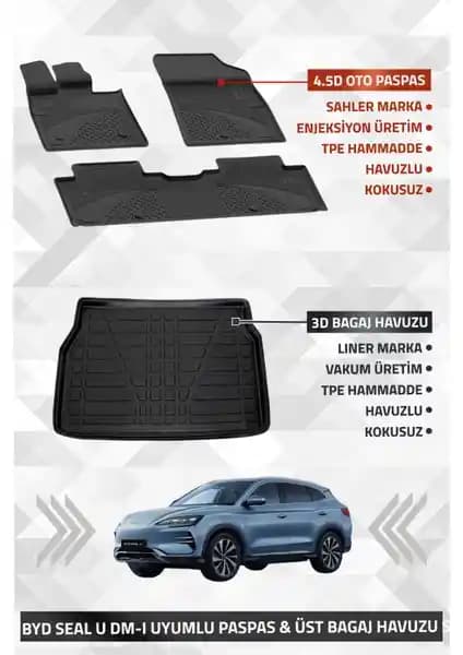 Sahler Byd Seal U 2024+ Uyumlu Havuzlu Oto Paspaslar ile Aracınızı Koruyun ve Estetik Katın