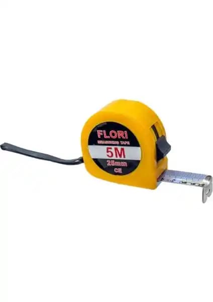 Sgs Flori 5 Metre 25 Mm Çelik Şerit Metre Profesyonel ve Dayanıklı Ölçüm Aracı