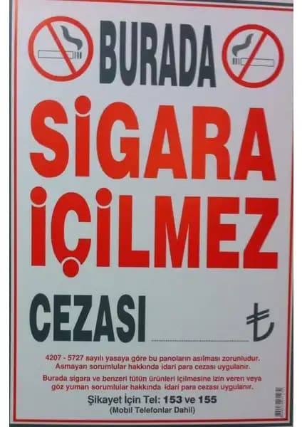 Sigara İçilmez Levhası 50x70 cm Güvenlik ve Uyarı Amaçlı Dayanıklı Uygulama