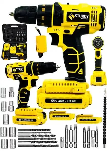Sturdy 248 VF 14 AHH Çelik Şanzımanlı ve Çift Akülü Profesyonel Matkap Seti