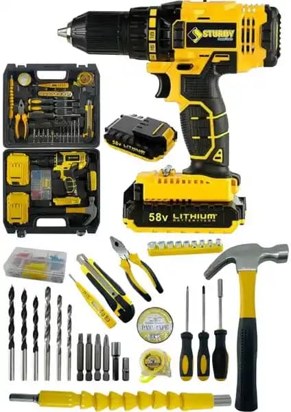 Sturdy Alman Tech FULL Set 92VF 8AH Çift Akülü Turbo Şarjlı Vidalama Matkap Seti