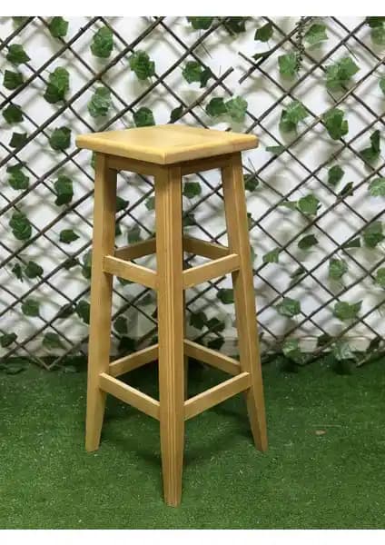 Taburecity Kare Naturel Renkli Ahşap Bar Taburesi, Dayanıklı ve Estetik Tasarım, Çok Yönlü Kullanım