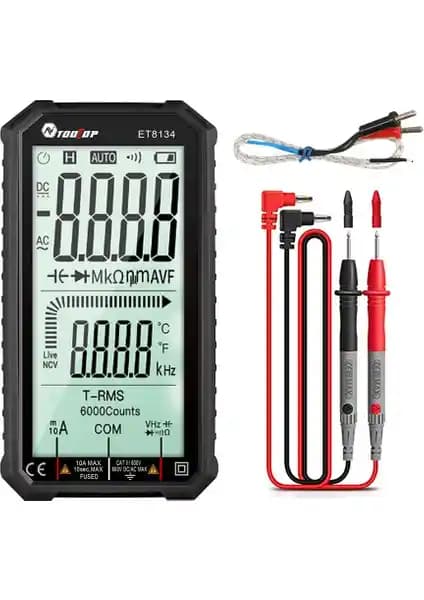 Tooltop ET8134 Çok Fonksiyonlu Taşınabilir Multimetre Elektrik ve Elektronik Ölçümleri