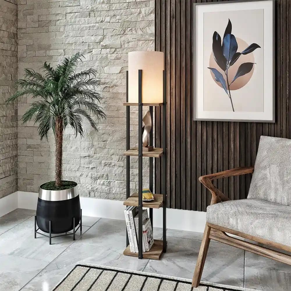 Dekoratif Raflı Lambaderler ile Modern ve Şık Aydınlatma Çözümü