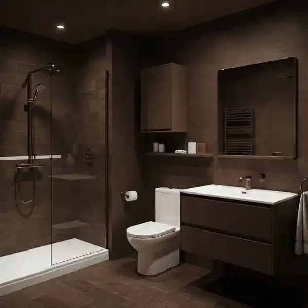 Kahverengi Tonlarıyla Modern ve Sıcak Banyo Dekorasyonu Fikirleri