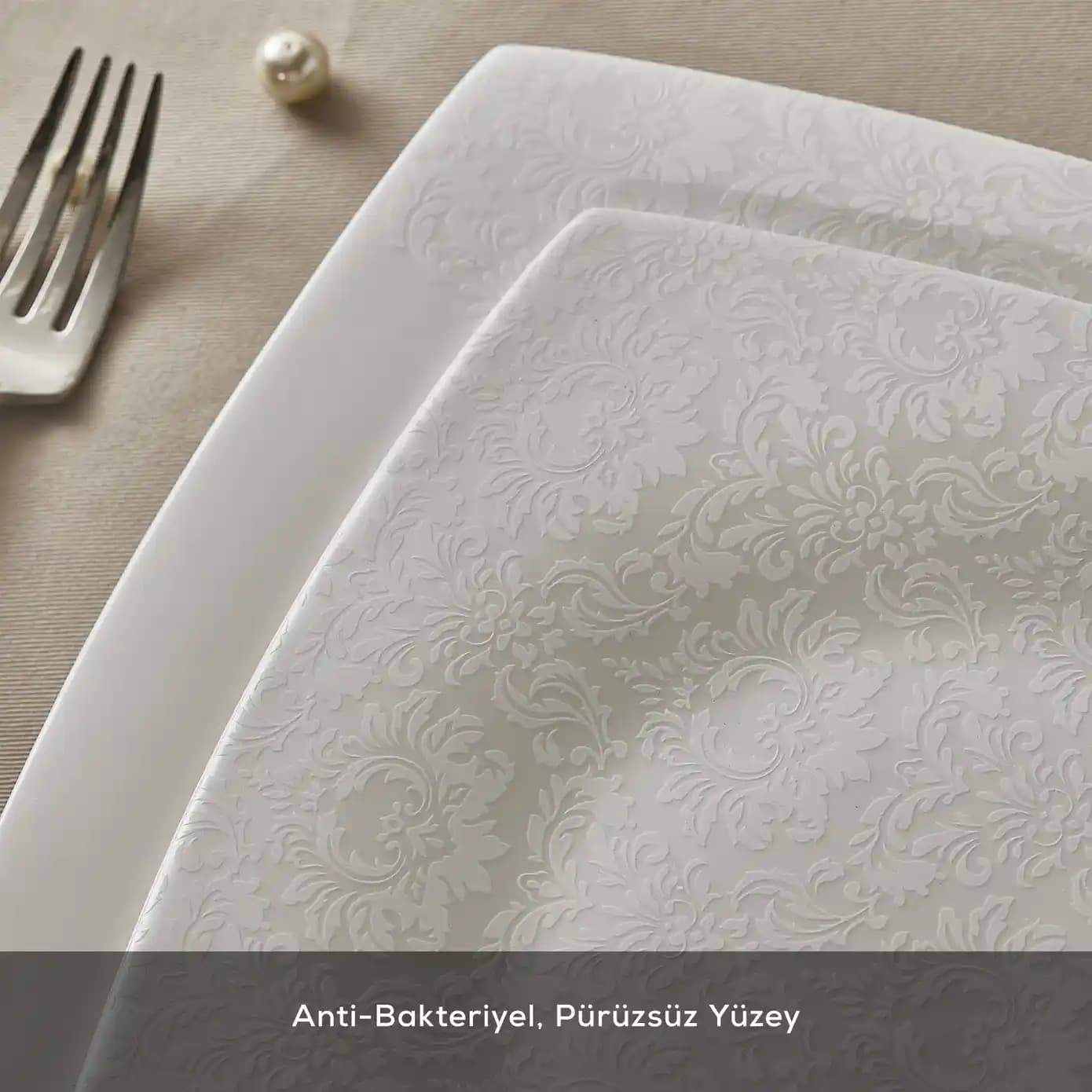 Karaca Fine Pearl Helen 62 Parça 12 Kişilik İnci Yemek Takımı Modern ve Şık Tasarım