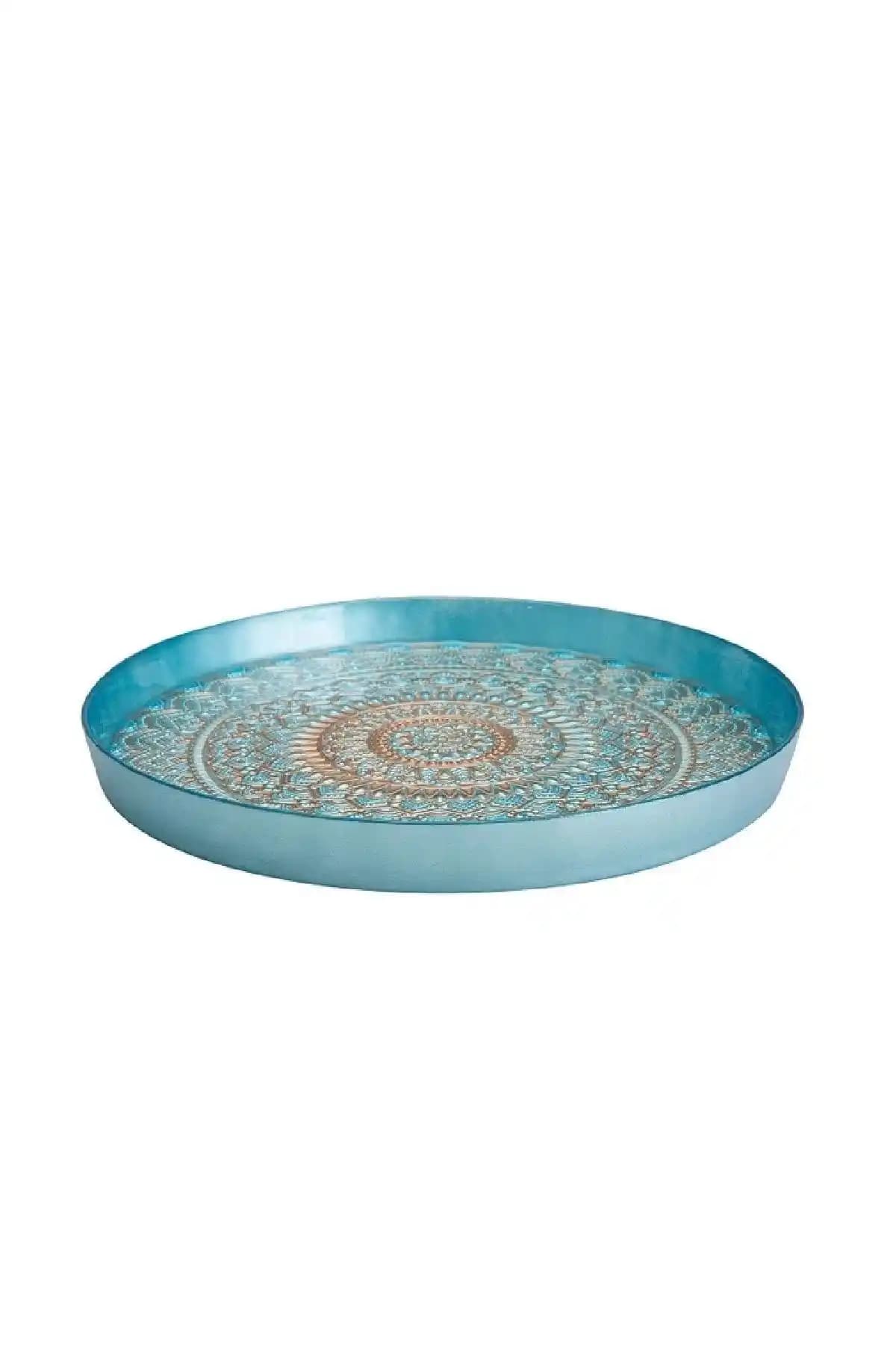 Karaca Rihanna Turkuaz Cam Tepsi 32 cm ile Dekorasyonda Şıklık ve Çok Yönlülük