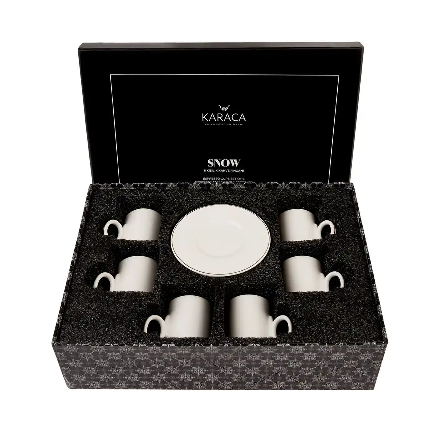 Karaca Snow 6 Kişilik Kahve Fincan Takımı Modern ve Şık Dekorasyon İçin Uygun