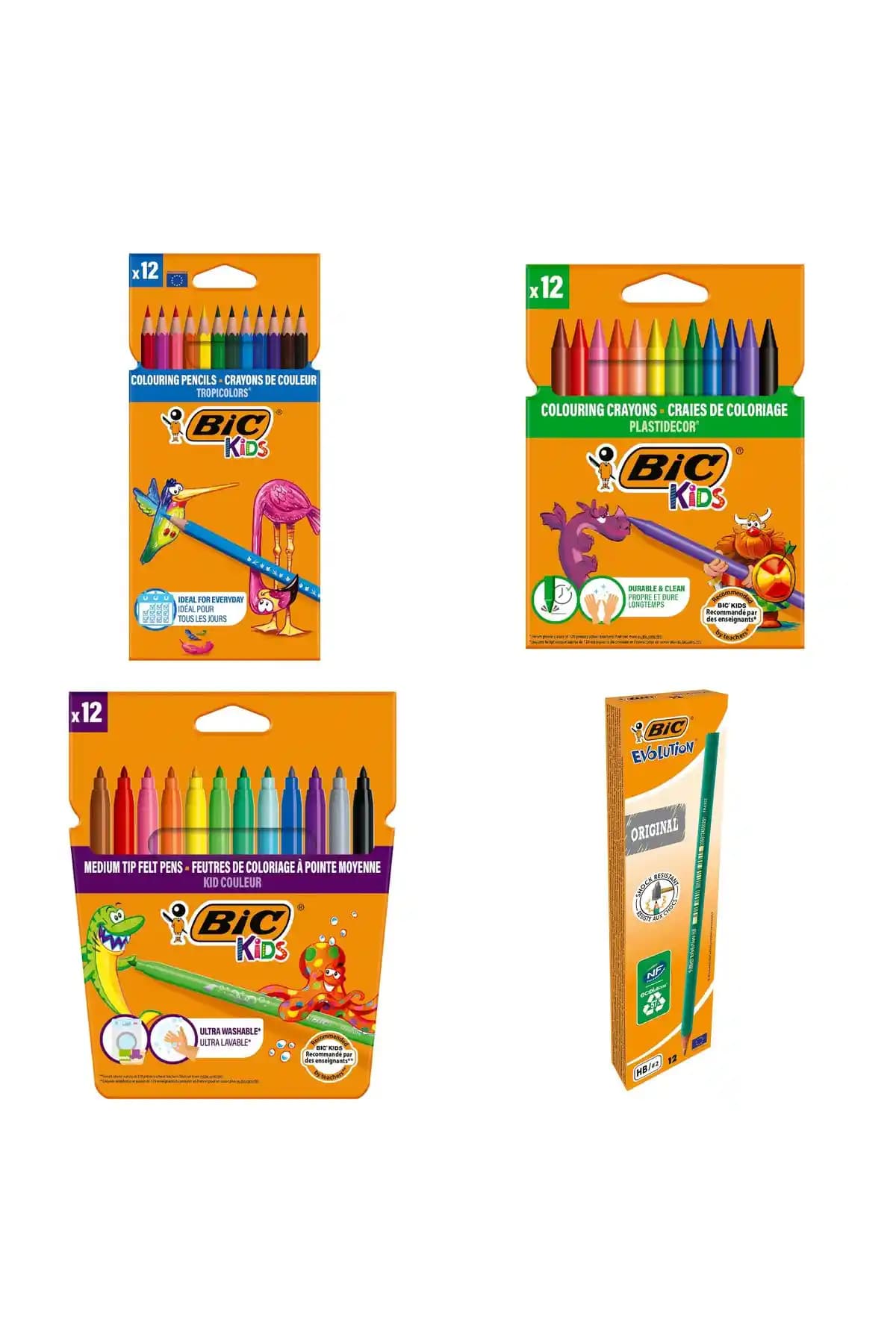 Bic 4'lü Okula Dönüş Boyama Seti 46 Parça Çocuklar İçin Güvenli ve Renkli Sanat Malzemeleri