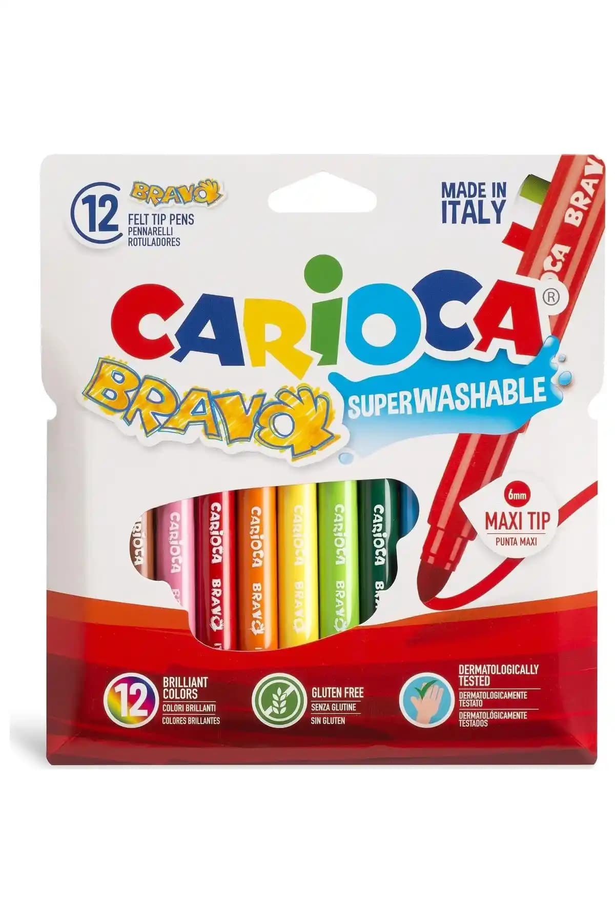 Carioca Bravo Süper Yıkanabilir Keçeli Boya Kalemi 12'li Set ile Yaratıcılığı Teşvik Edin