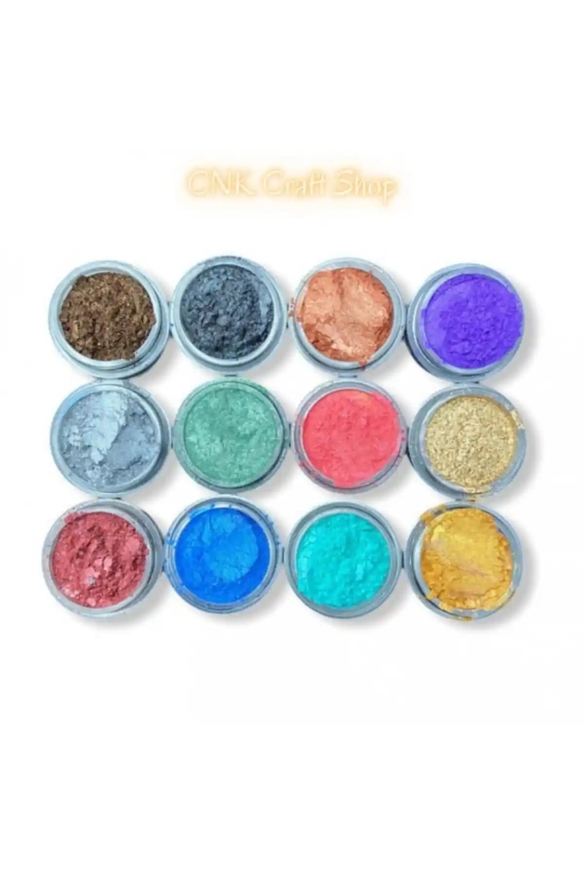 CNK Craft Shop 12 Renkli Epoksi Reçine Mini Toz Pigment Boya Seti ile Yaratıcı Projeler