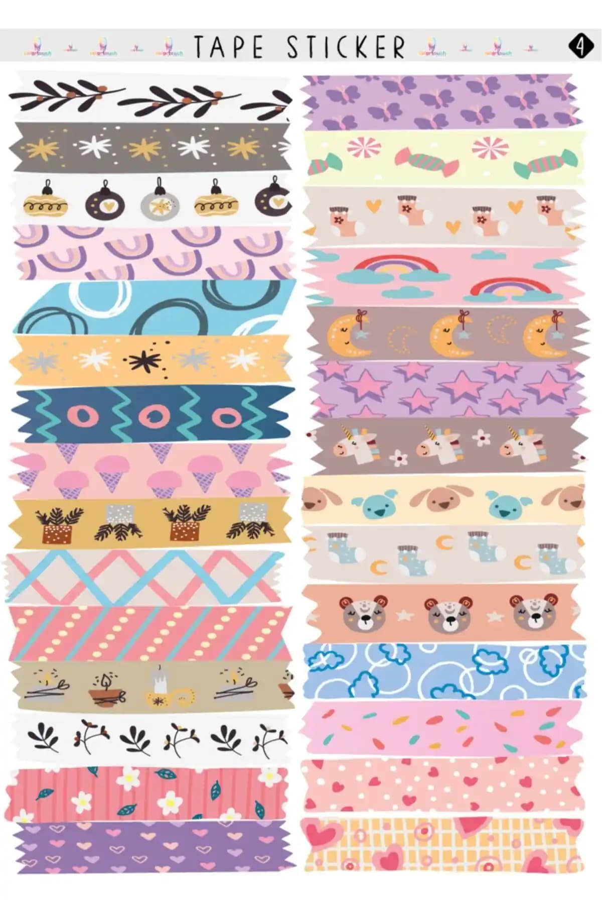 Colortouch Tape Sticker: Çok Amaçlı Dekoratif Yapışkan Etiketler Seti